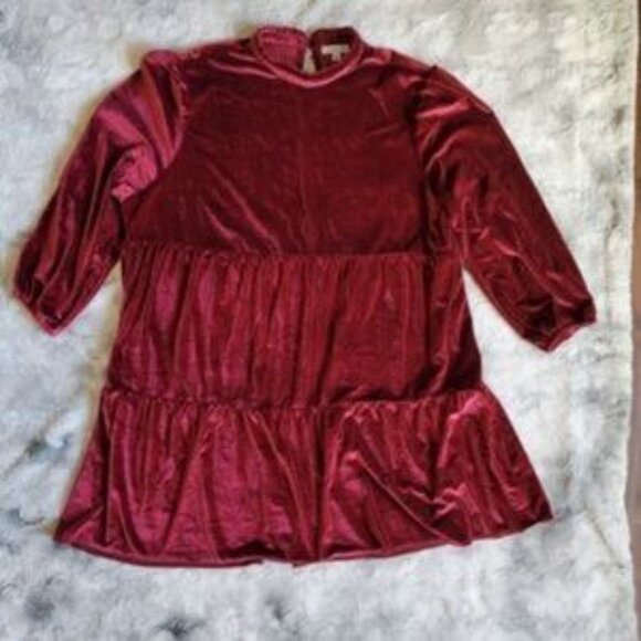 🔥SALE EUC Ophelia Roe Women's Plus Size 2X Burgundy Long Sleeve Velvet Collar … - Picture 2 of 5